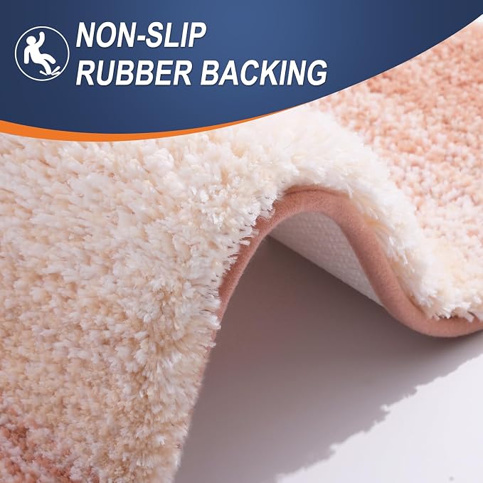 OLANLY Large Bathroom Rugs Mat 45x27, Extra Soft Absorbent Microfiber Bath Rugs, Rubber Backing, Quick Dry, Machine Washable Bath Mats for Bathroom Floor, Tub and Shower, Home Decor Accessories, Peach