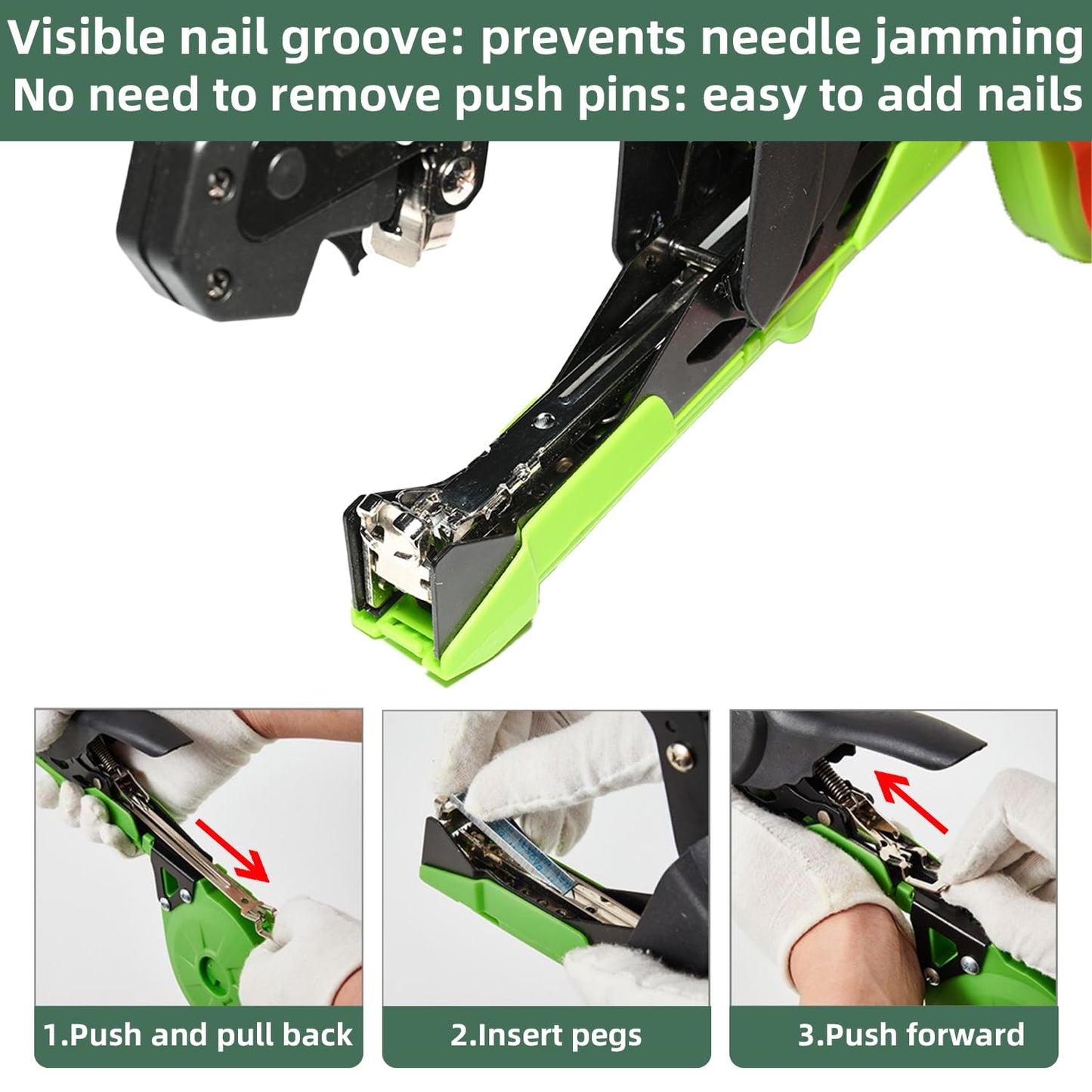 Suca Plant Tying Machine, Lightweight Plant Tying Tape Tool to Tie Up Vine Quickly, Tie Tapener Gun with Tapes and Staples Green