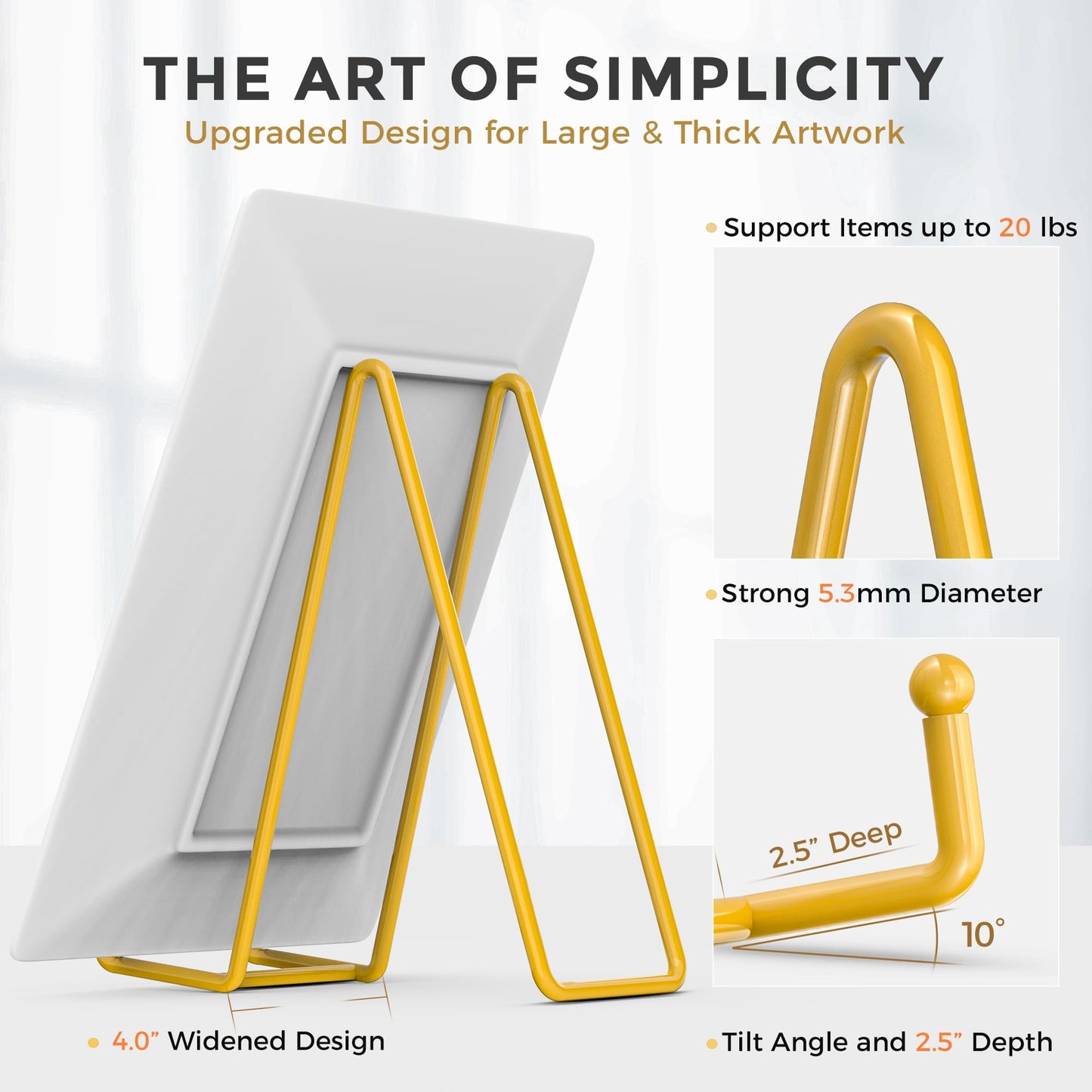 TR-LIFE 10 Inch Large Plate Stands/Holder for Display - Metal Picture Frame Holder Stand + Small Easels for Decorative Plate, Platter, Book, Plaques, Photo, Tabletop Art (Gold 2 Pack)