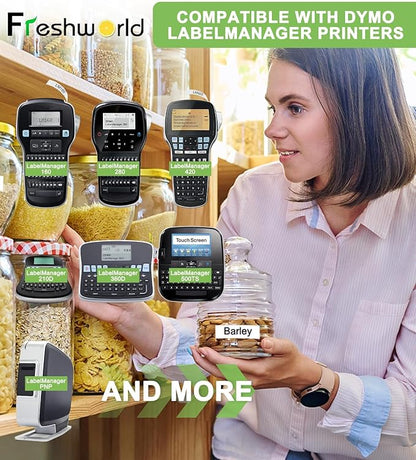 3-Pack Label Maker Tape Compatible with DYMO D1 Label Tape 45013 S0720530 Replace for D1 A45013 Refills, Black on White, 1/2 In x 23Ft, for Dymo LabelManager 160 420P 210D 280 360D PnP 220P 260P 500TS