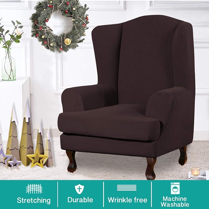 Turquoize Wingback Chair Covers 2 Piece Wing Chair Slipcover Stretch Slipcovers