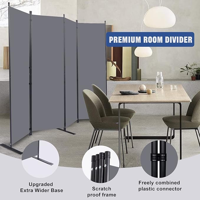Room Divider 6FT Portable Room Dividers and Folding Privacy Screens, 4 Panel