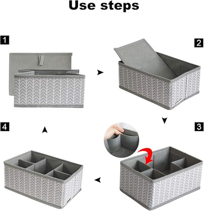 Cosmetic Storage Bins Makeup Organizer, Adjustable Multifunction Storage Box Desk Drawer Divider for Makeup Brushes, Bathroom Countertop or Dresser, Set of 3 (Grey)