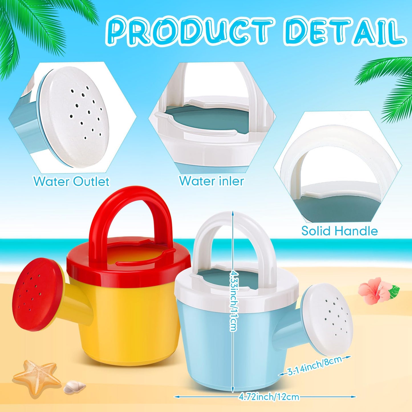 Sosation 24 Pcs Kids Watering Can and Beach Sand Shovel Set 12 Small Plastic Watering Can Bulk 12 Sand Shovels Mini Water Pail with Handle Outdoor Play Toys Child Gardening Tools for Girl Boy Gift