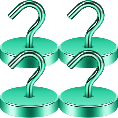 Neosmuk Magnetic Hooks, Heavy Duty 170lb Strong Magnets for Cruise Cabins, Ship Essentials, Large Metal Hooks for Hanging on Fridge(Green,Pack of 4)