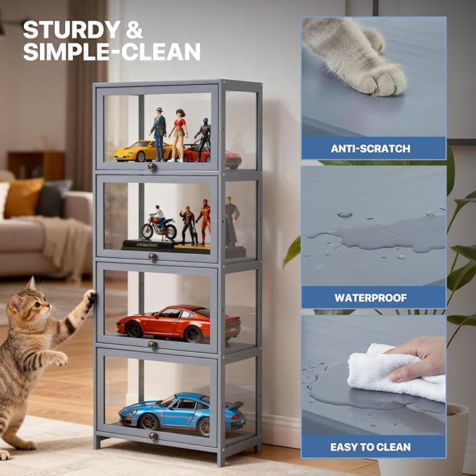 Magshion Display Cabinet, 4-Tier Curio Cabinet