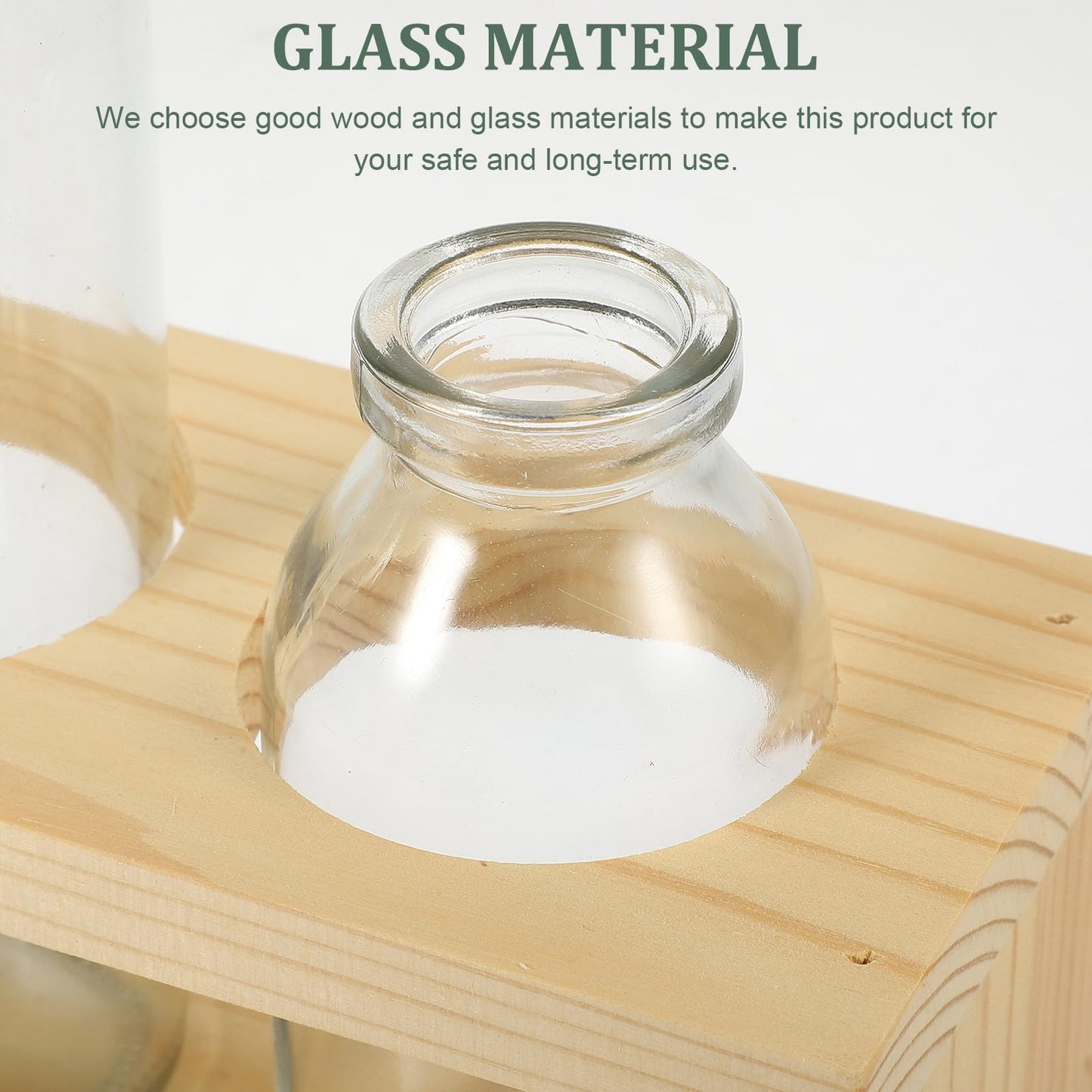 IMIKEYA Glass Hydroponic Plant Terrarium Vase with Wooden Stand, 2pcs Desktop Flower Planter for Home Décor and Indoor Plant Propagation