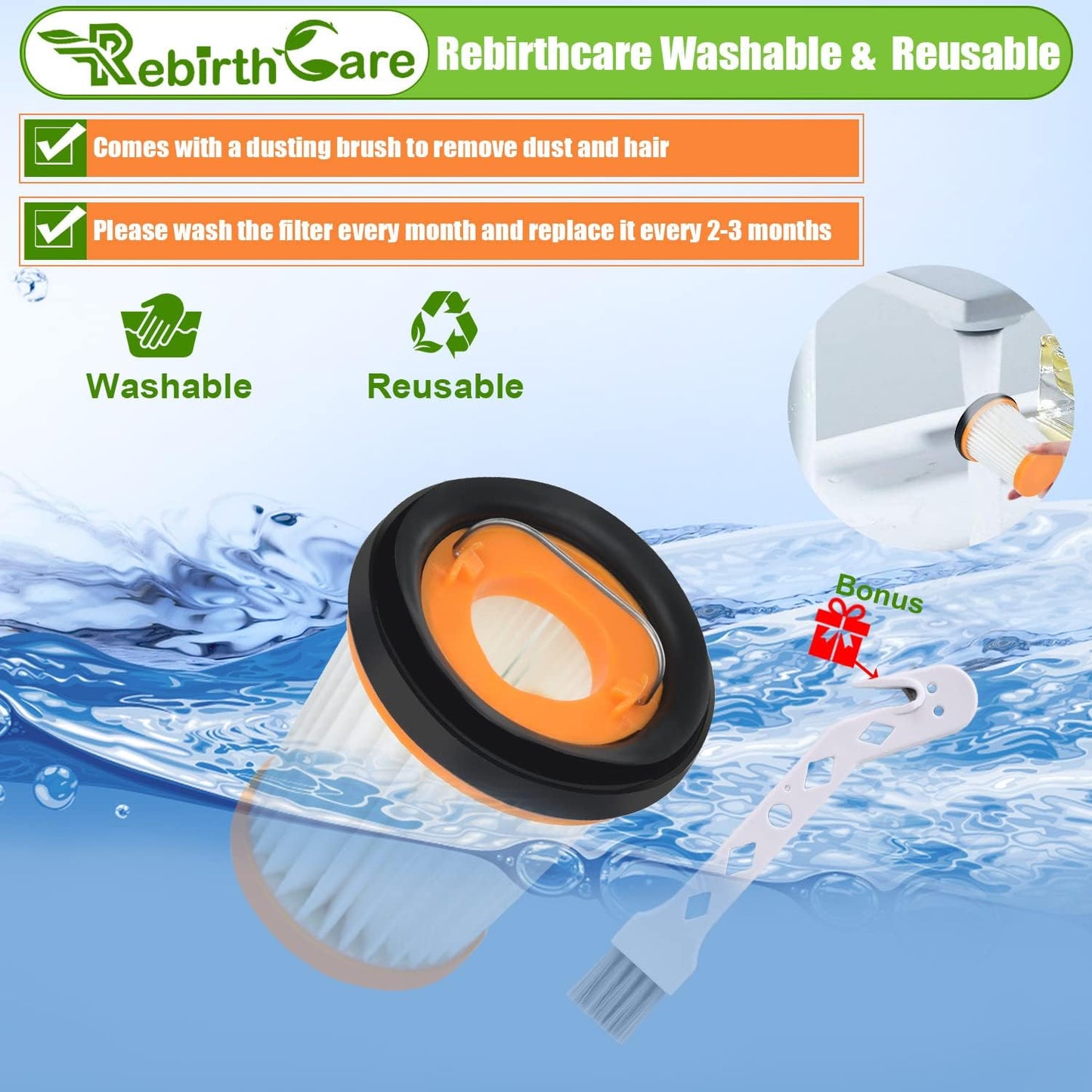 6 Pack WV201 Fiters Replacement for Shark Wandvac ION W1 S87 Handheld Vacuum Filter Replacement WV200, WV201, WV205, WV201BK,WV220, Compare to Part # XHFWV200