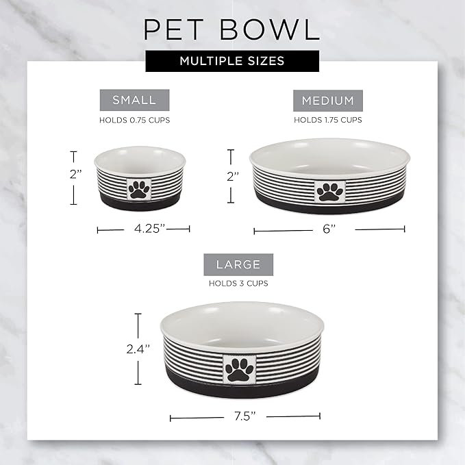 Bone Dry Ceramic Food Bowls, Non-Slip & Dishwasher Safe, Large Set, 7.5x2.4, Smiley Face, 2 Count