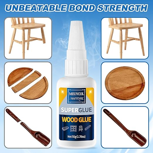 Meuvcol Extra Strong Wood Glue, 100g Fast Drying Clear Wood Adhesive