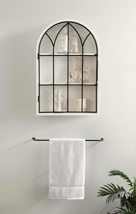 Kate and Laurel Megara Decorative Wooden Hanging Arched Wall Cabinet
