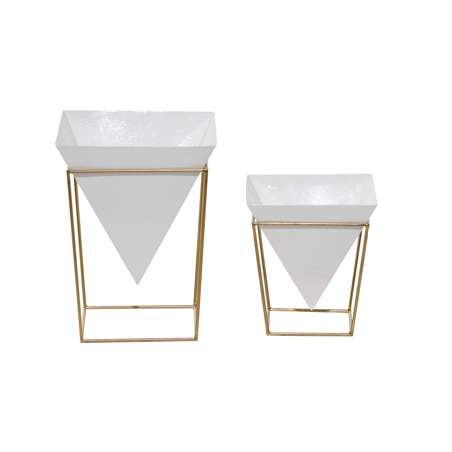 CosmoLiving by Cosmopolitan Metal Indoor Outdoor Planter with Removable Stand, Set of 2 14", 10"H, White