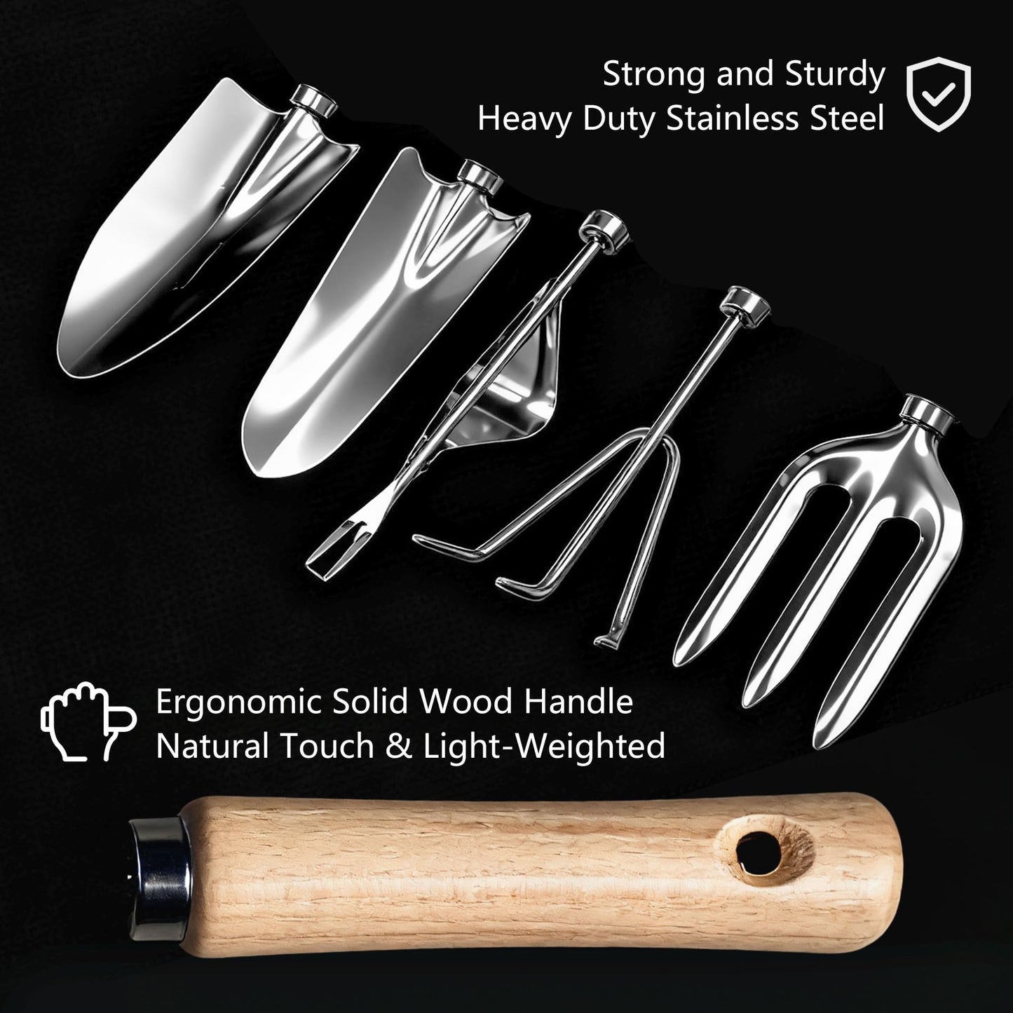 Garden Tool Set,10 Pcs Heavy Duty Gardening Hand Tools Set with Soil Moisture Meter and Storage Tote Bag,Rust-Proof Garden Supplies Kit for Planting,Ideal Gardening Gifts for Women