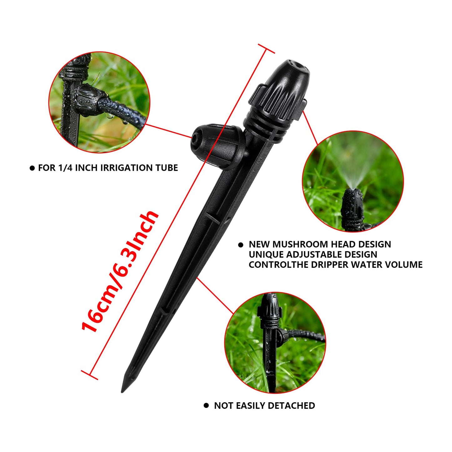 20 Pcs Drip Irrigation Misting Spray Emitters,360 Degree Adjustable Atomizing Nozzles Drip Line Misting Emitters for 1/4" Irrigation Tubing Micro Drip Misting Sprinkler for Garden Watering System