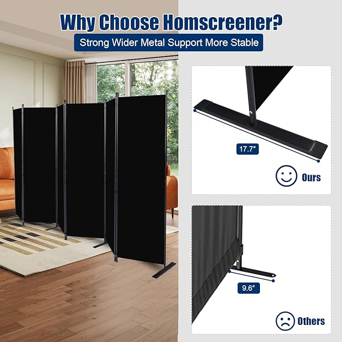 Room Divider 6FT Portable Room Dividers and Folding Privacy Screens, 6 Panel