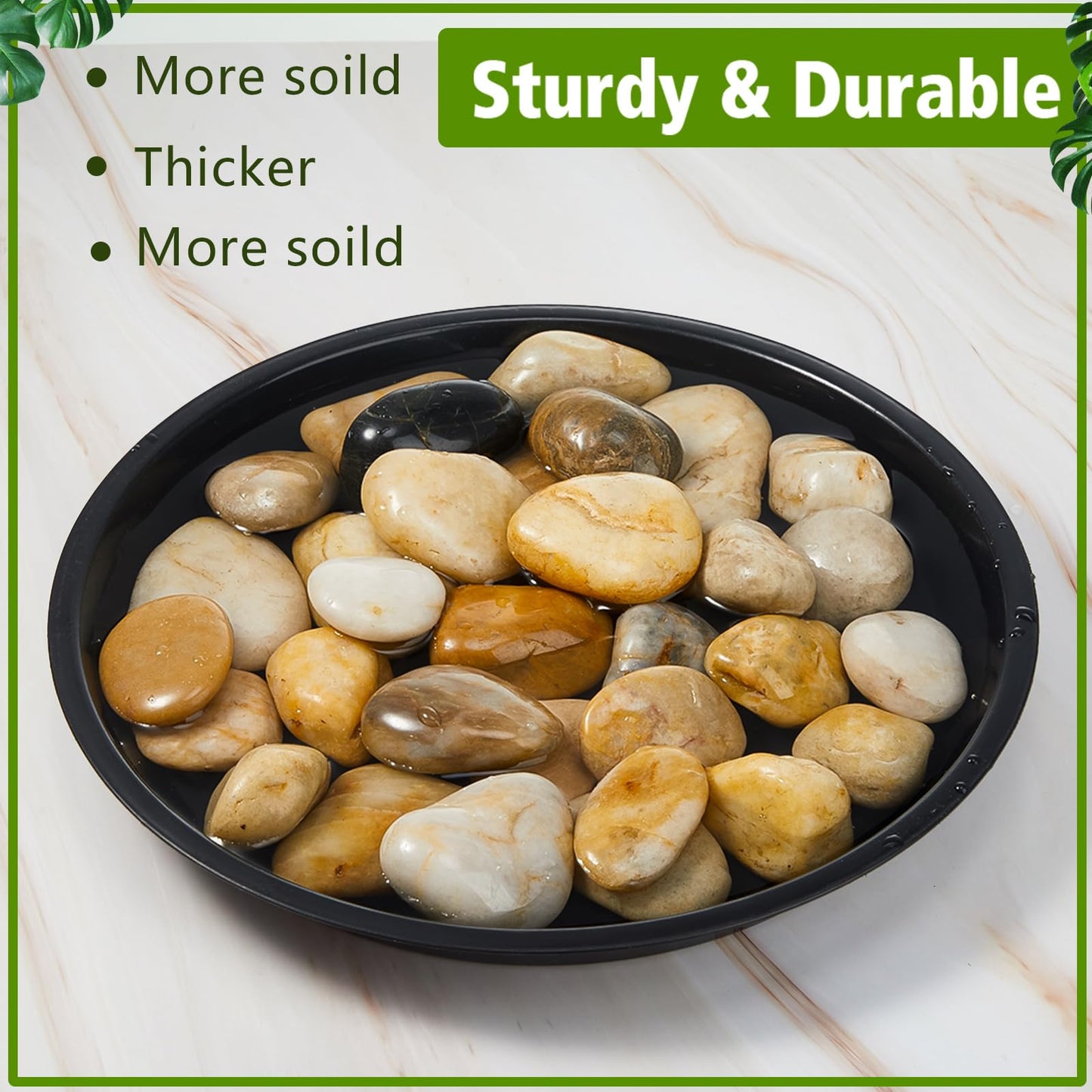 Honeydak 16 Pack 11.8 Inch Plant Saucer Plastic Plant Water Tray Plastic Saucers for Indoors Outdoors Round Pot Planter Heavy Duty Drip Trays for Garden Flower, Black