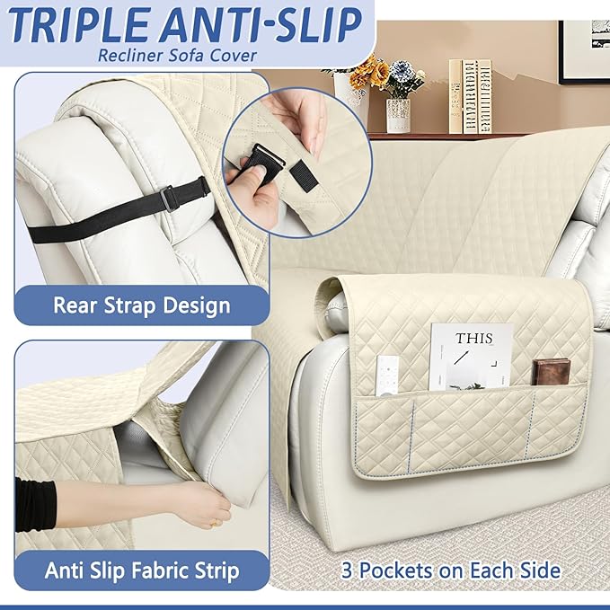 Arfntevss Recliner Sectional Couch Covers 1OO% Waterproof L Shape Sofa Cover