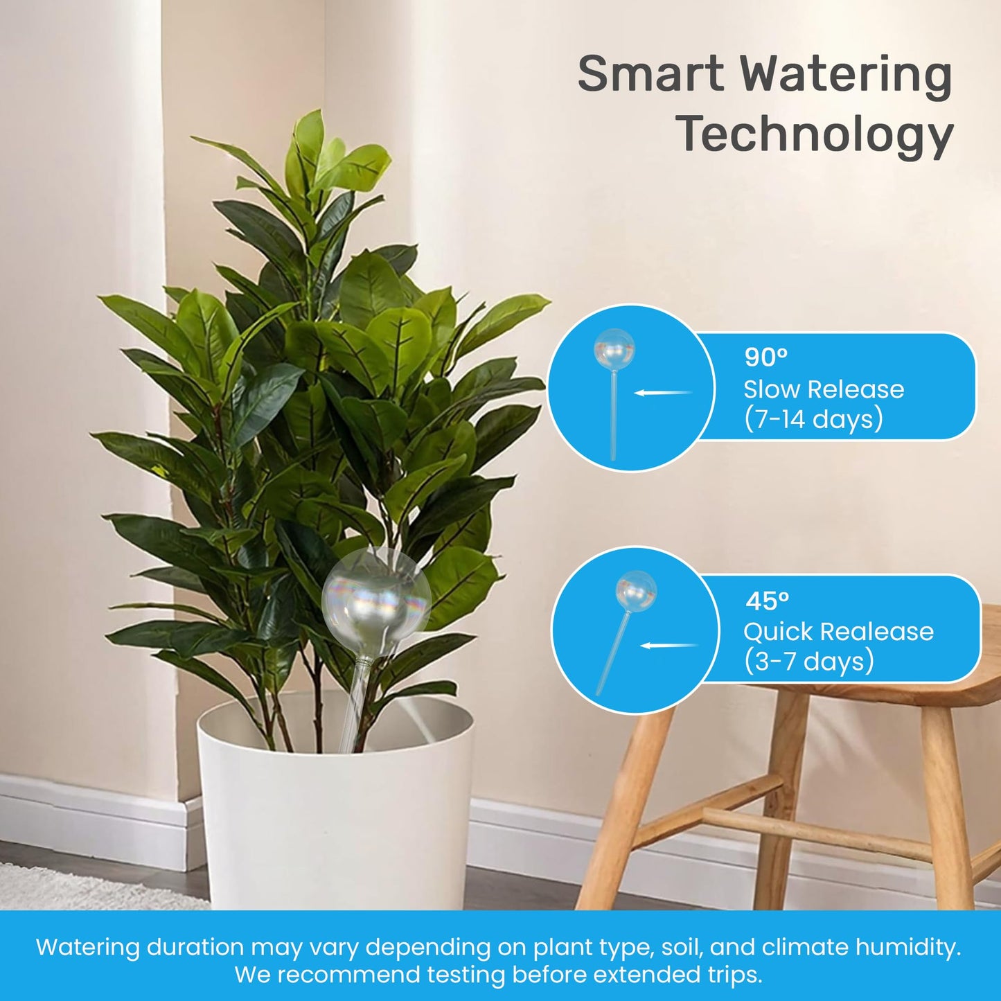 Little Green Leaf Automatic Plant Watering Globes Self Watering Planter Inserts (Set of 4) | Hands Free Clear Glass Bulbs | Planter Spikes to Support Indoor & Outdoor Plant Health (200ml)
