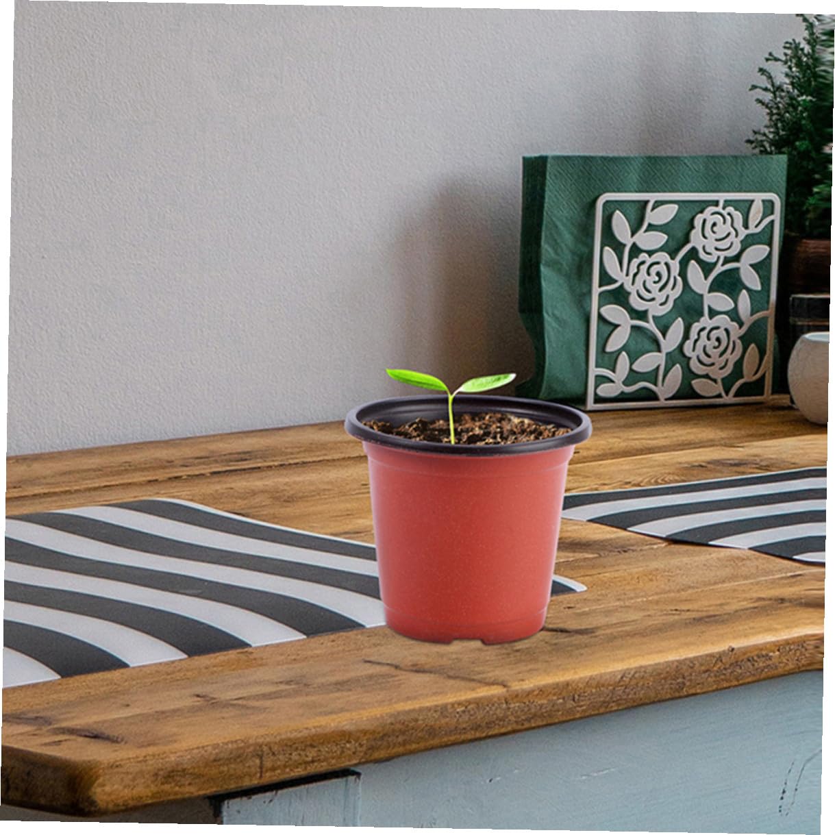 TOMETURE 120pcs Plastic Seedling Pots and Nursery Planter Cups Dual-Color Breathable Planting Containers for Strawberry Cuttings and Outdoor Gardening