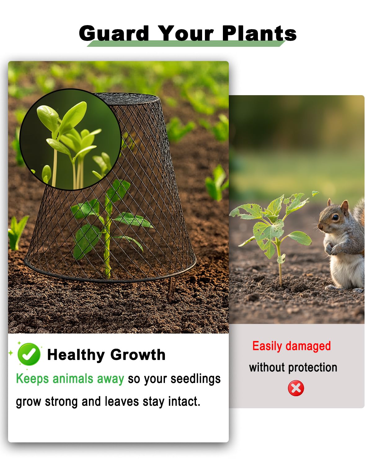 vensovo 12 Pcs Chicken Wire Cloche Plant Covers, 9 inch Metal Plant Protectors from Animals, Heavy-Duty Garden Netting to Keep Rabbits, Squirrels, Birds & Other Small Animals Out