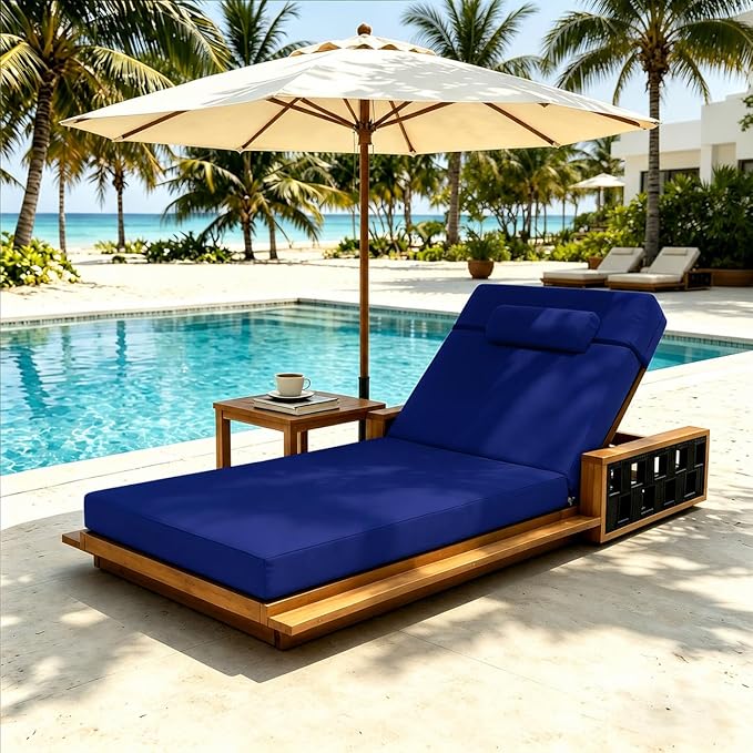 Chaise Lounge Cushion for Outdoor Furniture, Waterproof, Fade-Resistant and