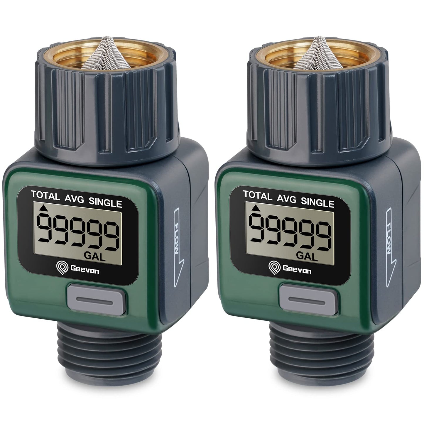 Geevon Garden Hose Water Flow Meter with Brass Inlet Metal Thread, High Accuracy & IPX6 Waterproof for Outdoor Garden Watering, RV Water Tank Filling, Lawn Sprinkler, and Nozzle Sprayer (1 Pack)