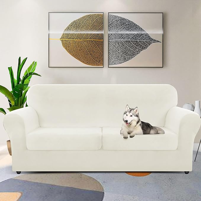 ZNSAYOTX Oversized Velvet 3 Piece Couch Cover