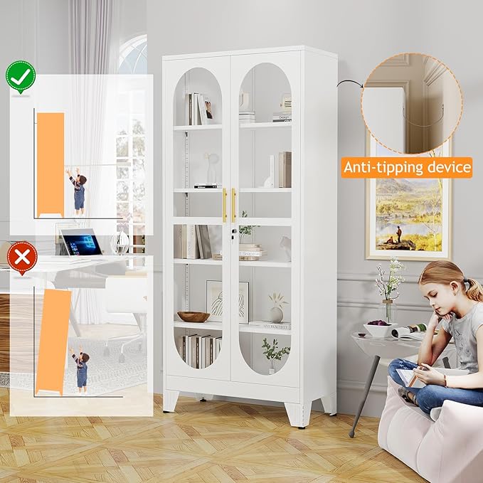 PAOFIN 71" H Locking Display Cabinet