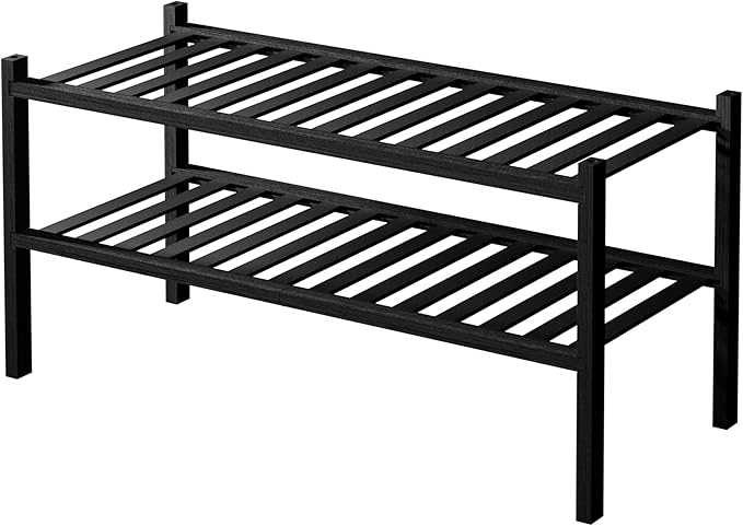 ROMGUAR CRAFT 2 Tier Bamboo Shoe Rack