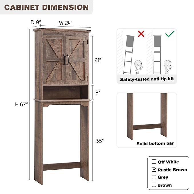 ACCOHOHO Over The Toilet Storage Cabinet, Farmhouse Bathroom Cabinet