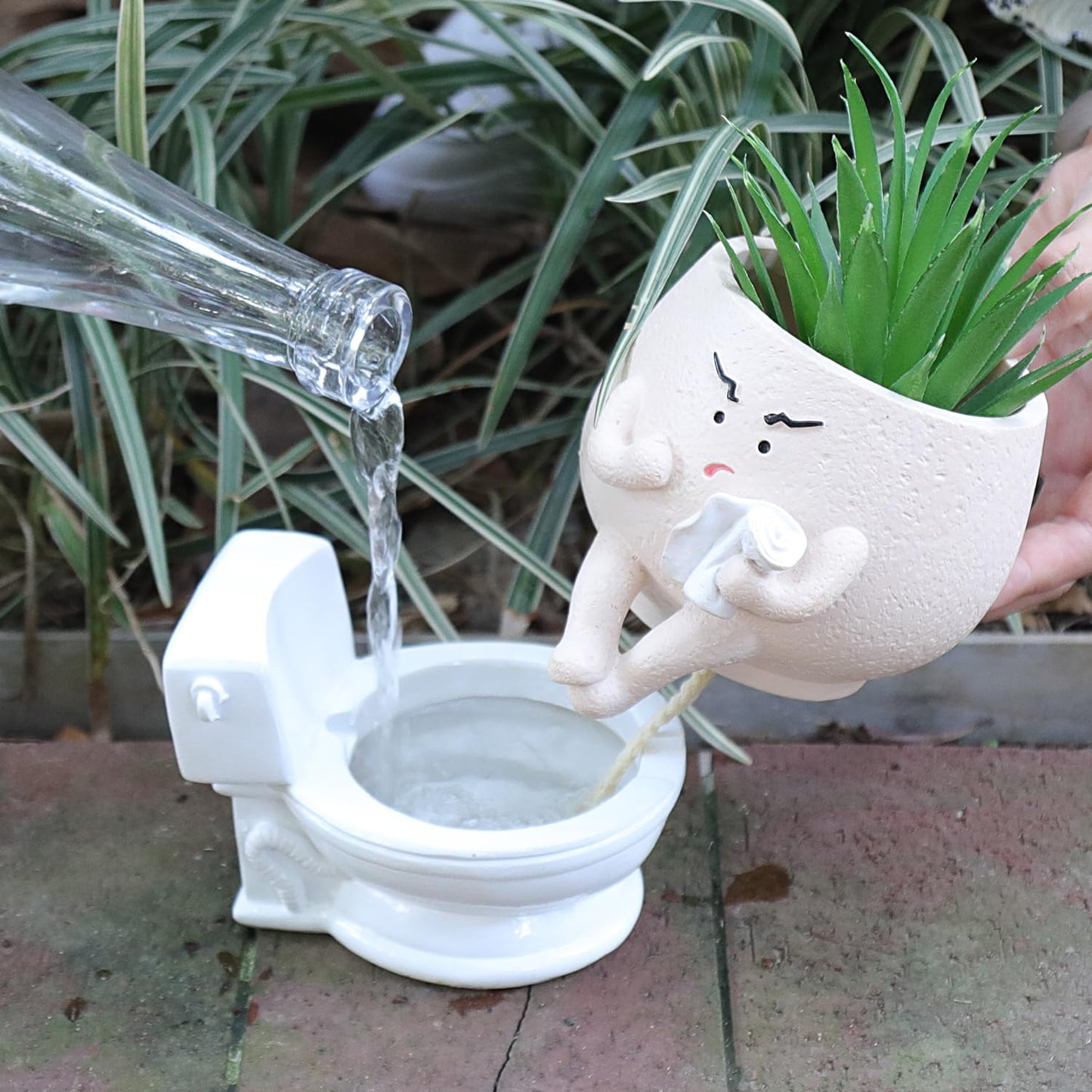 Pricetail Face Planter Pots Funny Toilet Plant Pot for Indoor Plants, Cute Face Head Flower Pots Quirky Succulent Planters Gift Ideal for Home, Office, Christmas