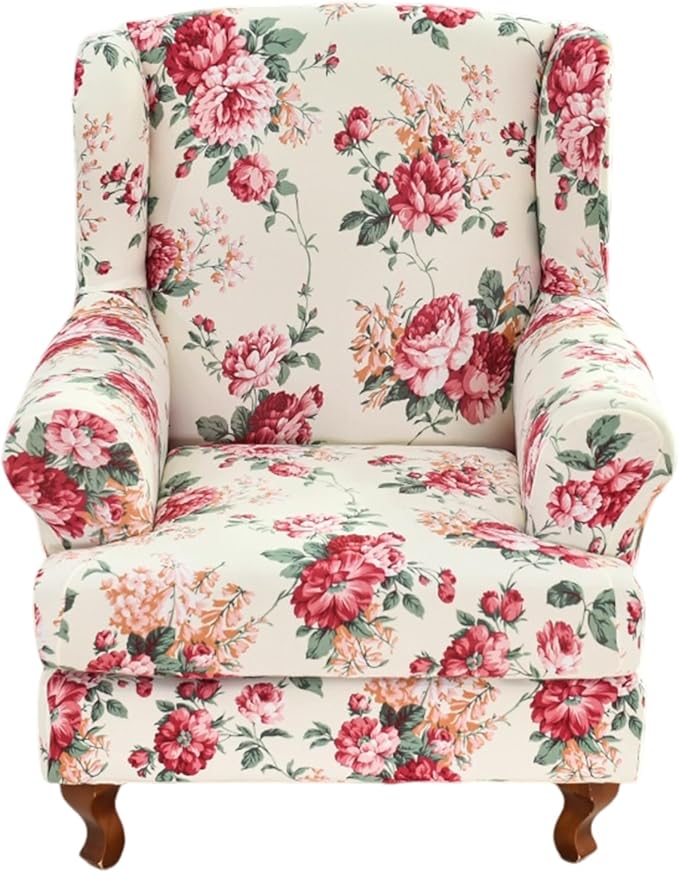 HAOYONG Wing Chair Slipcovers Stretch Wingback Chair Covers Printed 2 Pieces