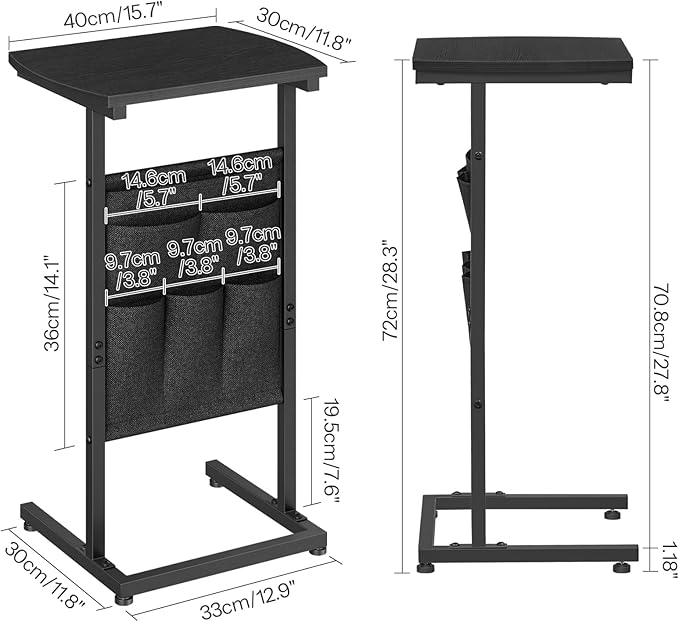 HOOBRO C Shaped End Table, 28.3" Side Table