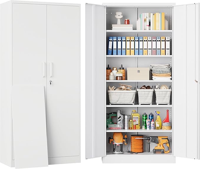 White Metal Storage Cabinet