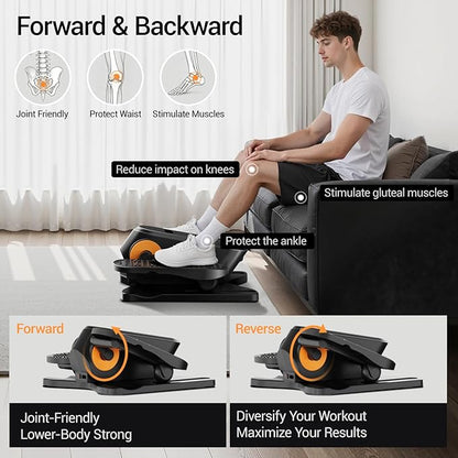 Under Desk Elliptical Machine, Electric Seated Pedal Exerciser, Min Leg Exerciser with Remoter, 12 Level Speeds, Forward & Reverse Direction, Manual & Auto Mode for Home Office