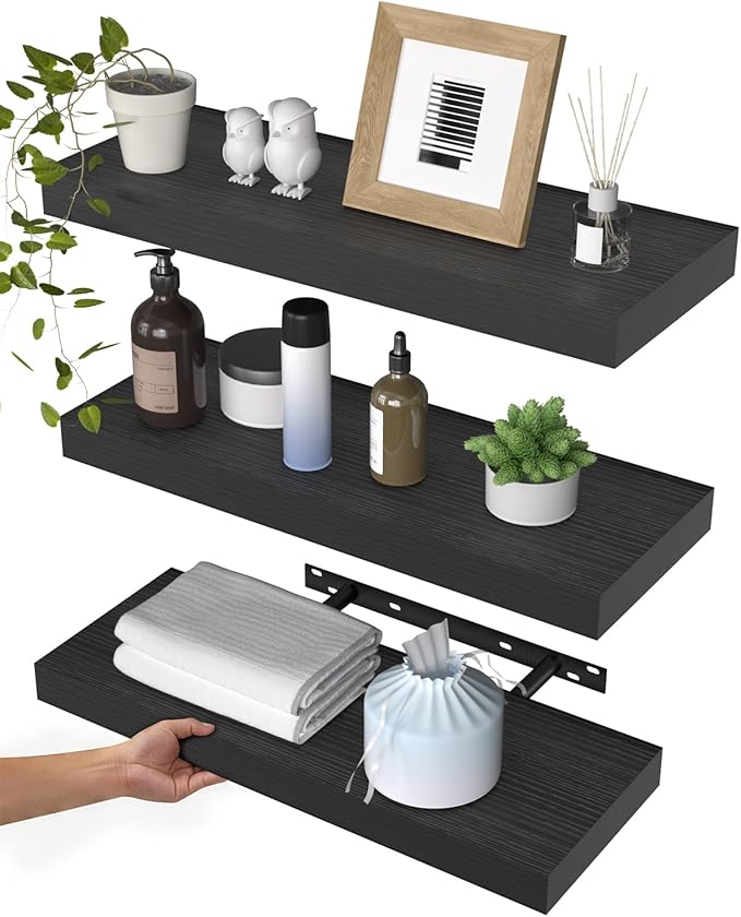 WALI Floating Shelves for Wall, 3 Tier Bathroom Storage Shelf Over Toilet