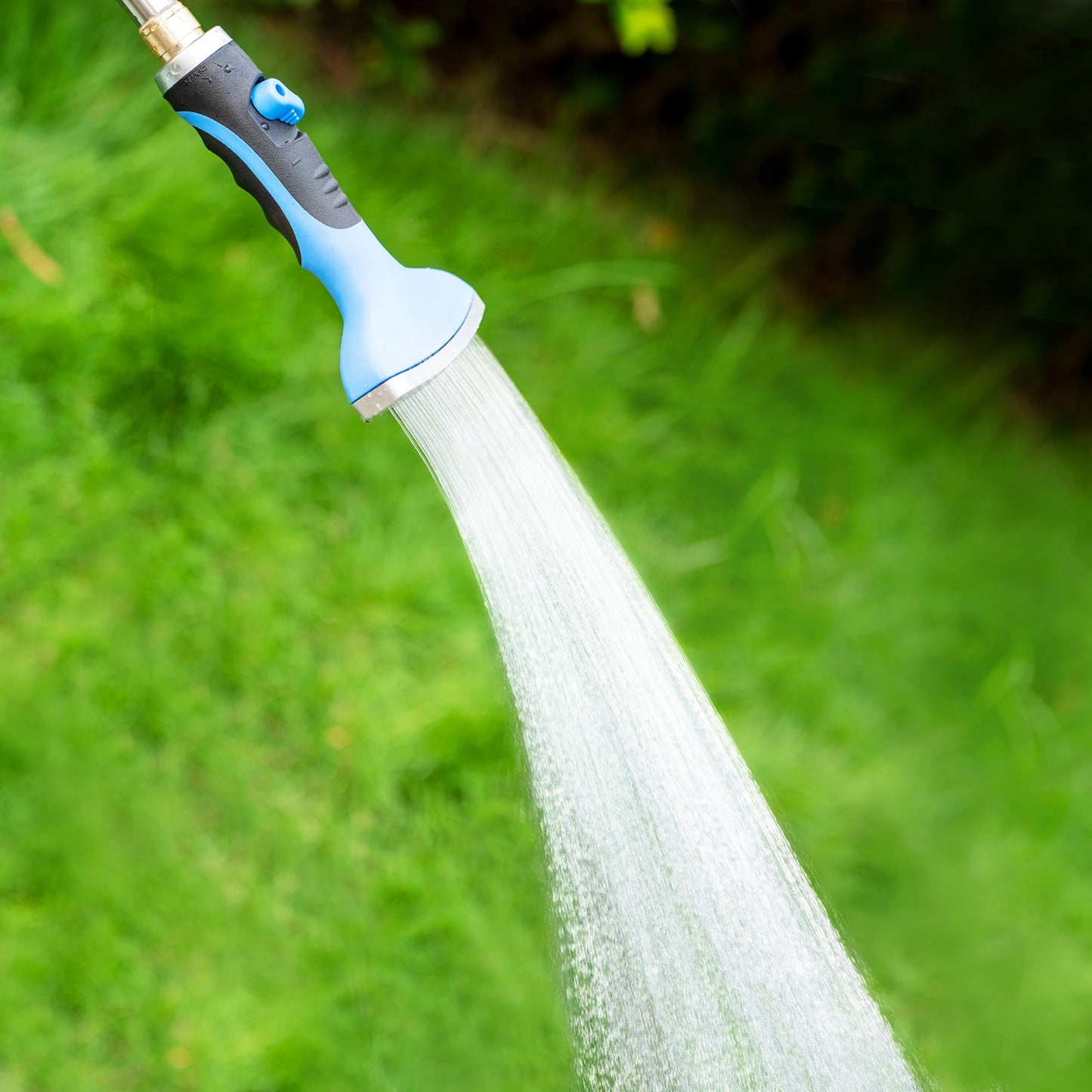 Dreyoo Fan Spray Nozzle for Garden Hose, Heavy Duty Garden Hose Head Spray for Watering Wand with Flow Control and Ergonomic Insulated Grip, Blue (1 Pack)