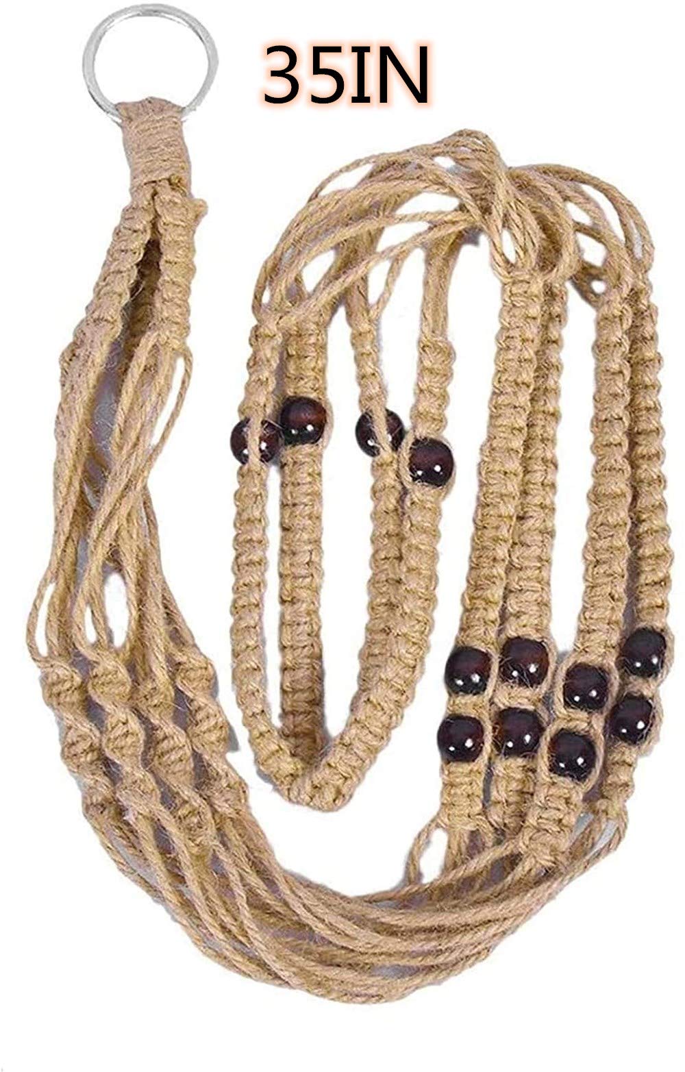 HTCWMD Macrame Plant Hangers Indoor 36'' Hanging Planter Basket Flower Pot Holder with Beads No Tassels.Brown 2 Packs 4 Pcs Hooks