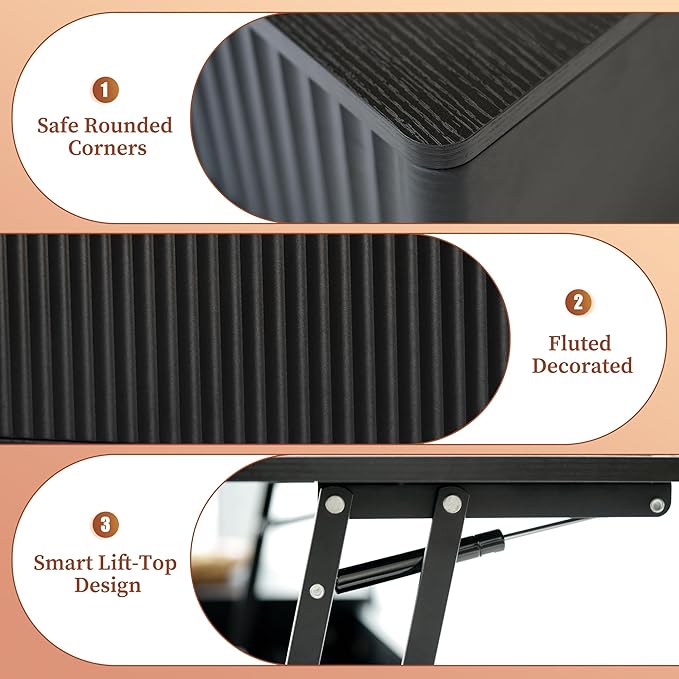 LYNCOHOME Fluted Coffee Table
