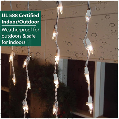 Brite Star 300-Count Stay-Straight Multicolor Window Icicle Lights Set - White Wire Mini Lights