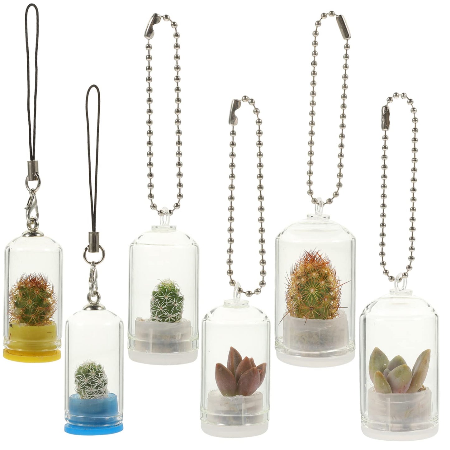 POPETPOP 6pcs Glass Terrarium Keychain for Air Plant Hydroponic Decor Keychain Accessory