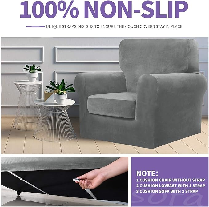 ZNSAYOTX Luxury Velvet Chair Slipcovers