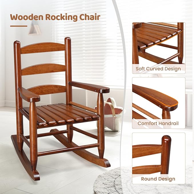 JOYMOR Outdoor Wooden Rocking Chair