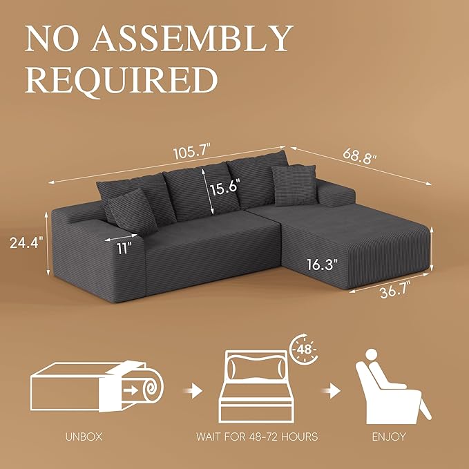 105" Convertible Sectional Couch