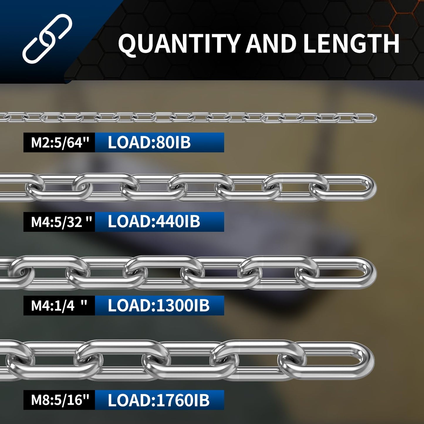 Stainless Steel Link Chain, 304 Stainless Steel Link Proof Coil Chain Heavy Duty Chains Hanging Safety Chain for Swing Plants Anti-Theft