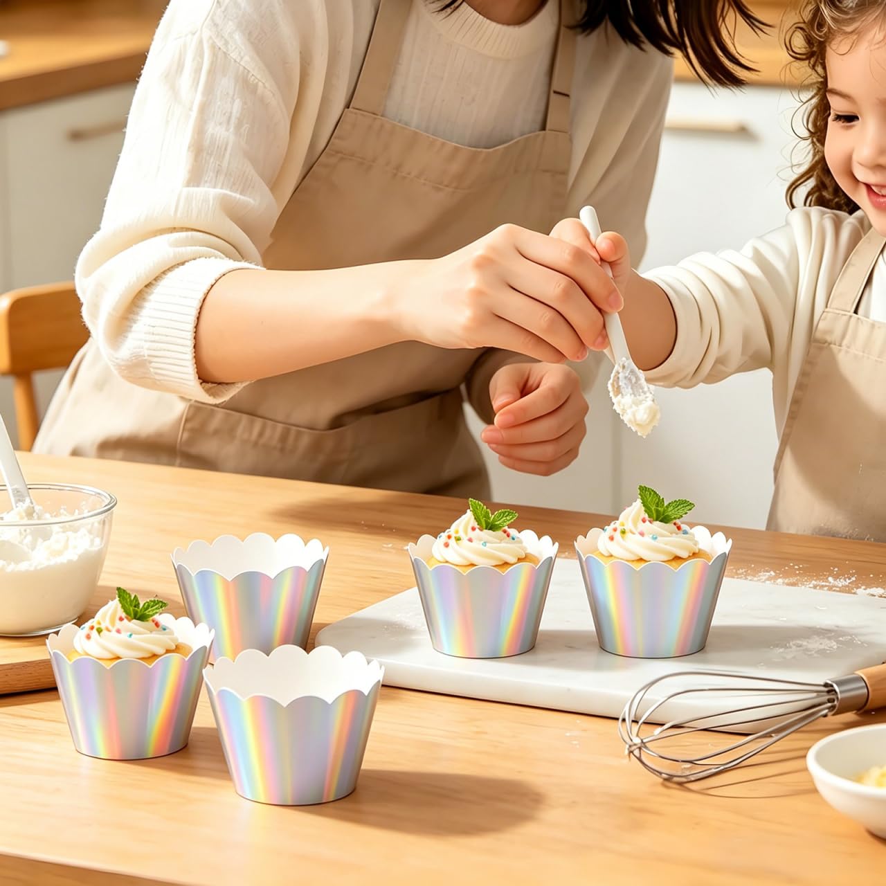 48Pcs Rainbow Cupcake Liners Cupcake Wrappers Holders Muffin Liners Baking Cups Papers Baking Cups for Wedding Birthday Party Decoration