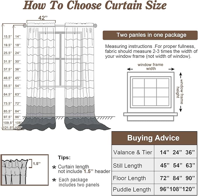 Chyhomenyc Semi Sheer Curtains 84 Inches Long 2 Panels Set, Light Filtering
