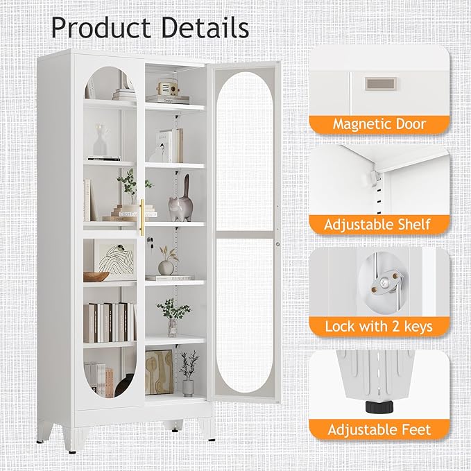PAOFIN 75" H Locking Display Cabinet