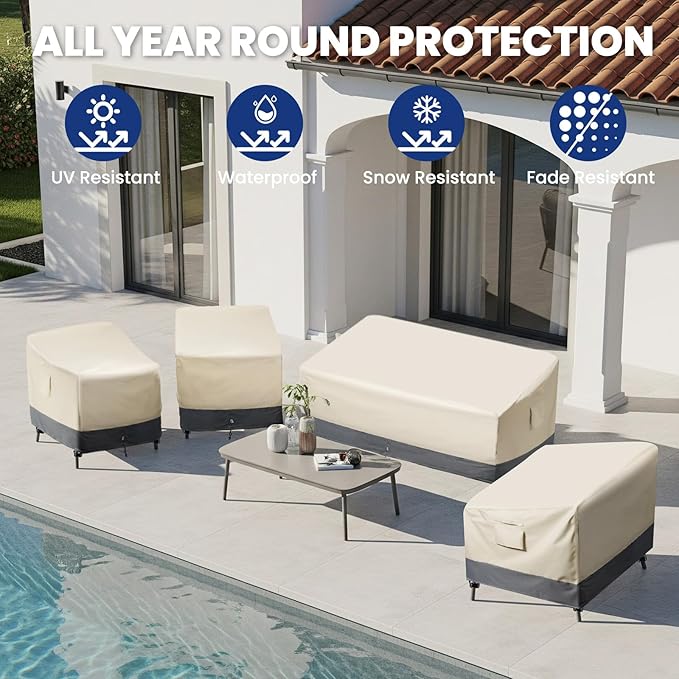 Extra Heavy Duty Stackable Patio Chair Covers Waterproof 2 Pack, Patio
