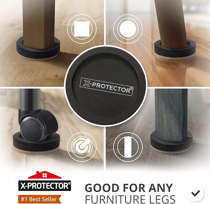 Felt Furniture Sliders for Hardwood Floors X-PROTECTOR 8 PCS 4 3/4”